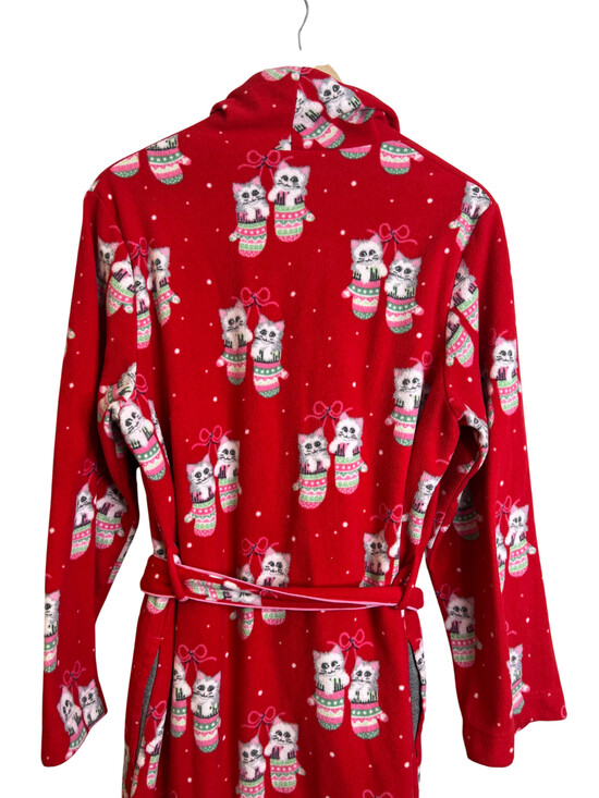 Nick & Nora Robe M/L Red Kittens in Mittens Cats Fleece Holiday Christmas - Picture 7 of 8